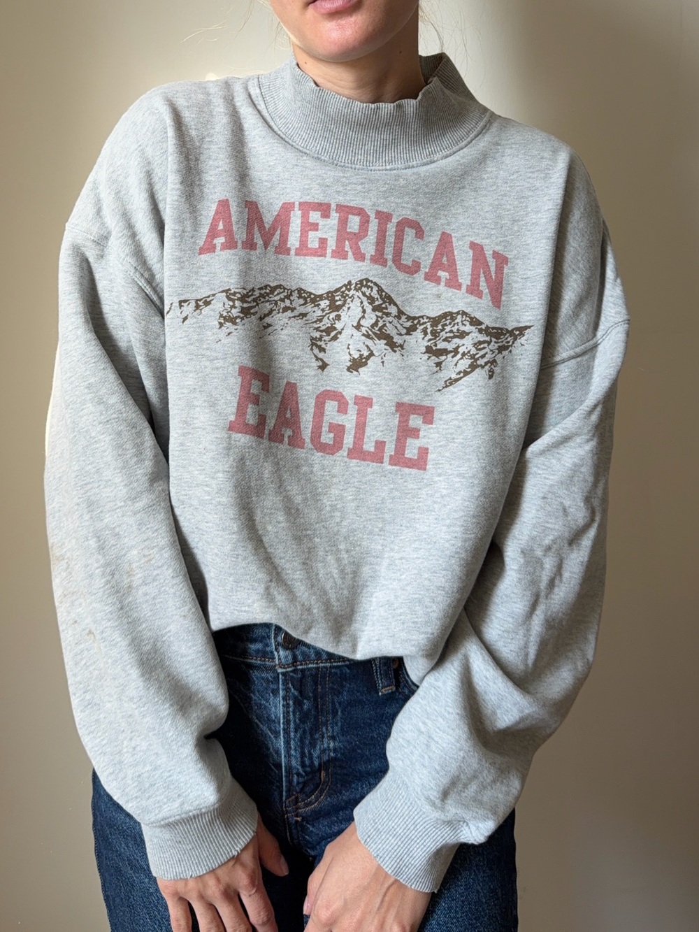 American Eagle Outfitters Light Grey Crewneck Sweatshirt